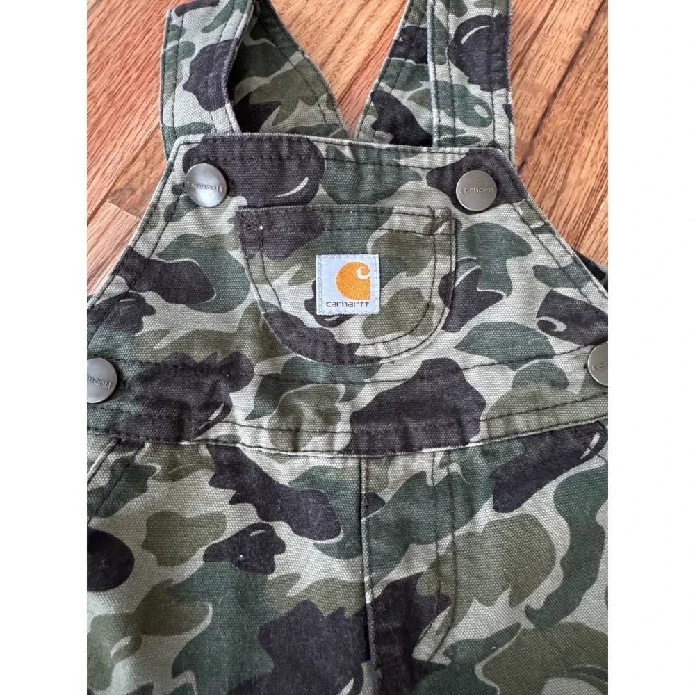 Carhartt Baby Boys 2-Piece Camo Overalls and Rough Rugged Onesie 6 monhs